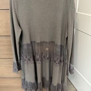 Knit Cartdigan with lace and sequence